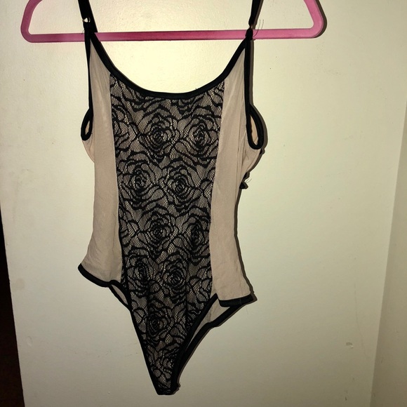 Sexy one piece black & nude  body suit - Picture 2 of 2